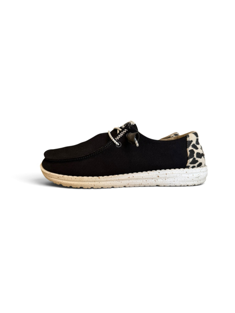 Hey Dude Wendy Leopard Women’s Size 9 Black Canvas Slip-On Loafers 40735-0CU - Picture 2 of 8
